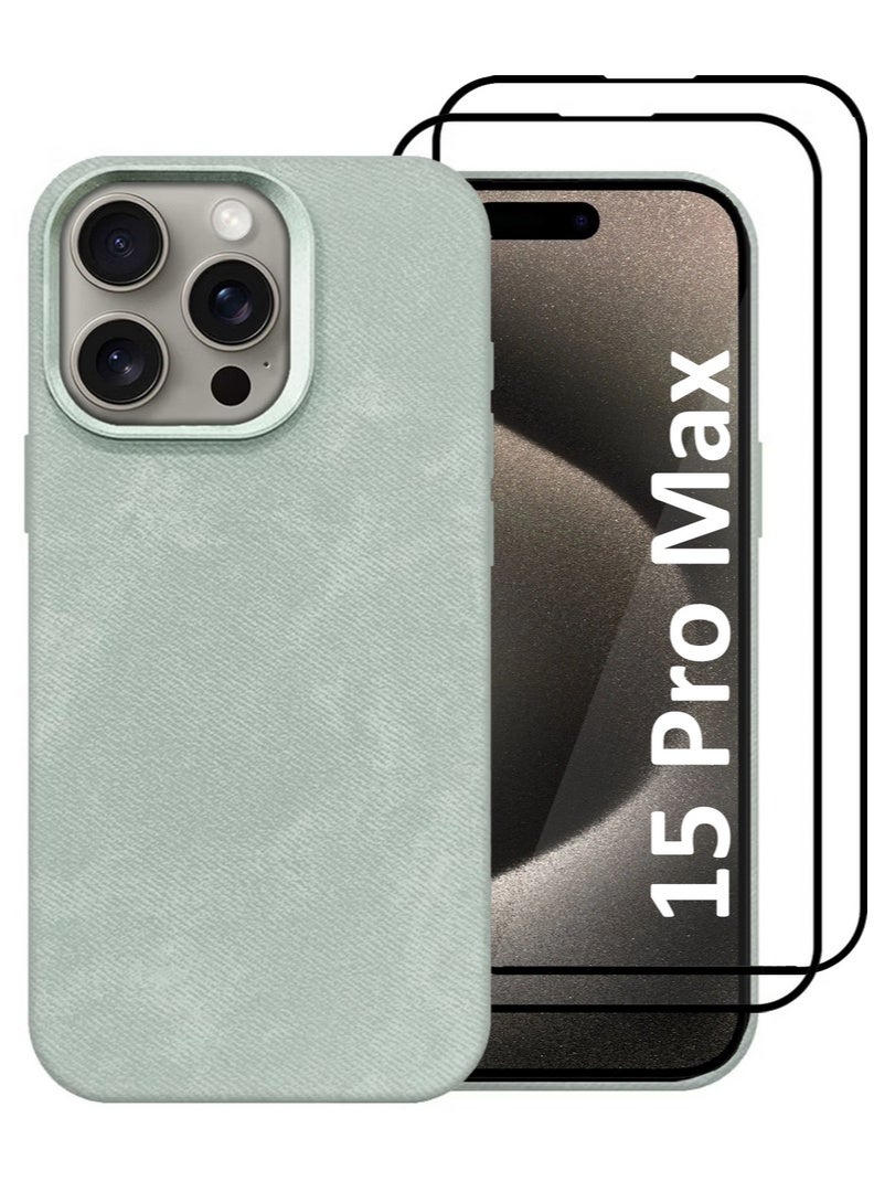 CATANES 3Packs iPhone 15 Pro Max Alcantara Case Cover Premium Quality Luxurious Soft Touch Protection with Metal Camera Frame with Two 3D Screen Protectors - Image 1