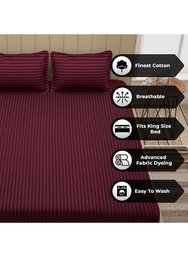 Story@Home Bedsheet for King Size Bed | 300TC | Satin Finish | Wine | 1 Piece Cotton bedsheets for King Size Bed with 2 Pillow Covers (270 x270cm) Perfect for Festive Gifting | 100% Cotton bedsheet - Image 2