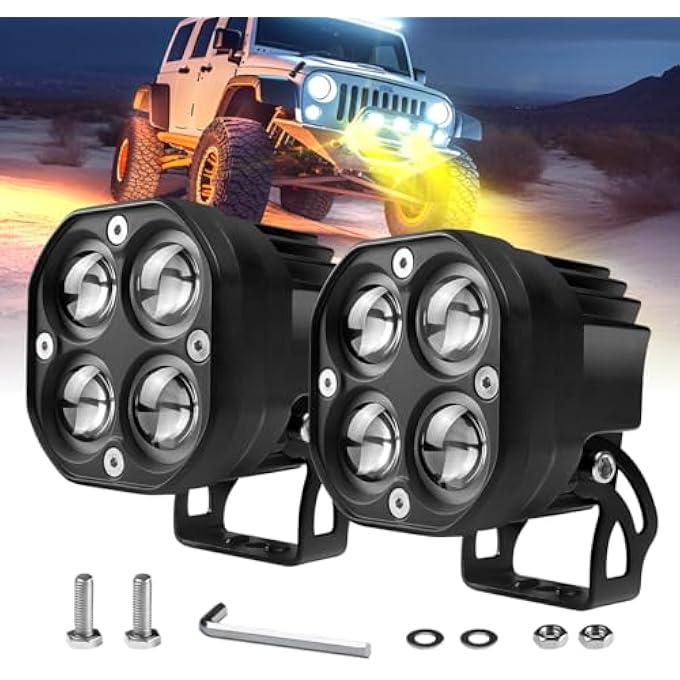 idCarAuto Led Pods Off Road Fog Lights White Amber Spot Beam Ditch Lights 2Pcs 40W For Jeep Truck Motorcycle Suv Atv Utv 4X4 Pickup - Image 2