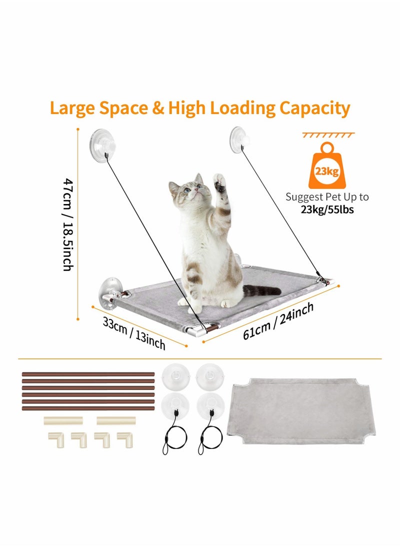 Generic - Cat Hammock, Cat Window Perch Hammock Bed for Indoor Large Cats, Cat Hammock Window Resting Seat Shelves with Sturdy Knob Suction Cups Holds Up to 50 lbs, Space-Saving and Easy to Assemble - Image 1