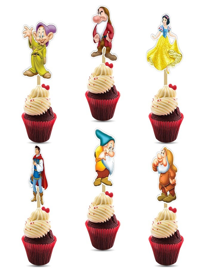Seyal "Snw Whte and the Sevn Dwafs Cupcake Topper | Fairytale Party Decor | Enchanted Forest Theme | Classic Story Celebration | Magical Cake & Cupcake Decorations" - Image 1