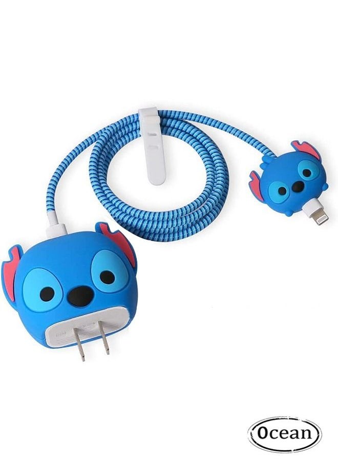 Ocean - 3D Cartoon Series Fast Charger Protector For IPhone 18W 20W IPhone 14 13 12 11 Pro Max Fast Charging Cable Charger Head Protective Cover Cable Accessory Data Cable Protective Sleeve - Image 1