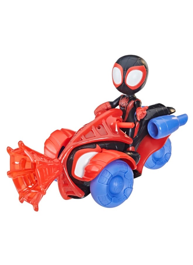 MARVEL Spidey & His Amazing Friends Miles Morales Action Figure & Techno-Racer Vehicle  - Image 1