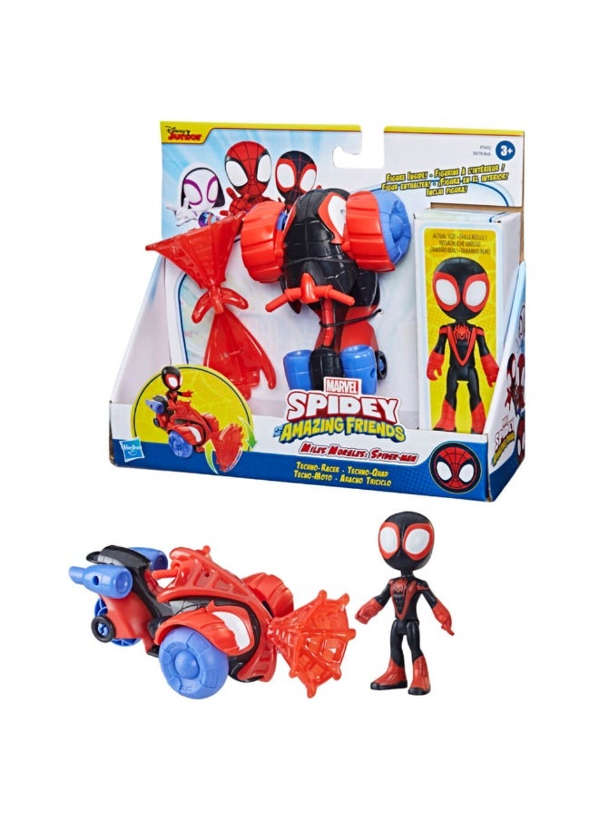 MARVEL Spidey & His Amazing Friends Miles Morales Action Figure & Techno-Racer Vehicle  - Image 2