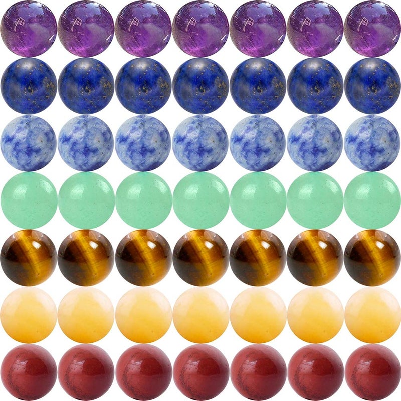 Cmidy 7 Chakra Natural Stone Beads 100pcs 10mm Round Genuine Real Stone Beading Loose Gemstone Mixed DIY Smooth Beads for Bracelet Necklace Earrings Jewelry Making