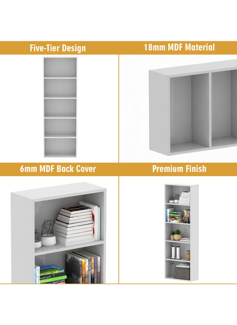 RIGID - Wooden 5-Tier Open Book Shelf Cabinet  180x60x26cm - Image 1