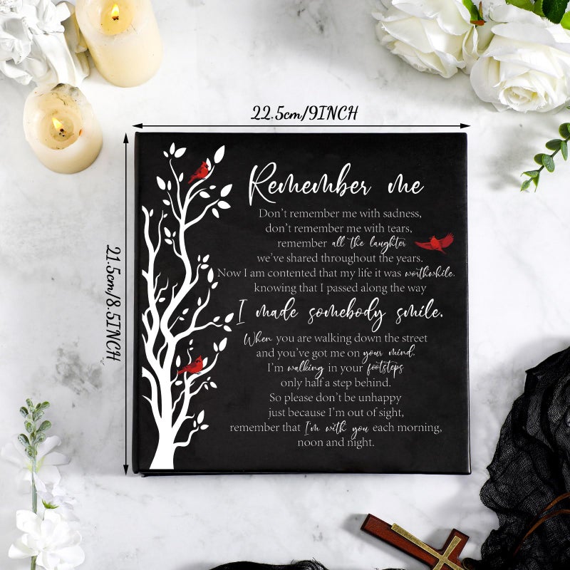 ReliThick Cardinal Funeral Photo Album 4 x 6 Inch 200 Blank Pages Memorial Leather Memory Album Scrapbook for Memorial Service Celebration of Life Decor in Loving Party Supply(Remember Me) - Image 2