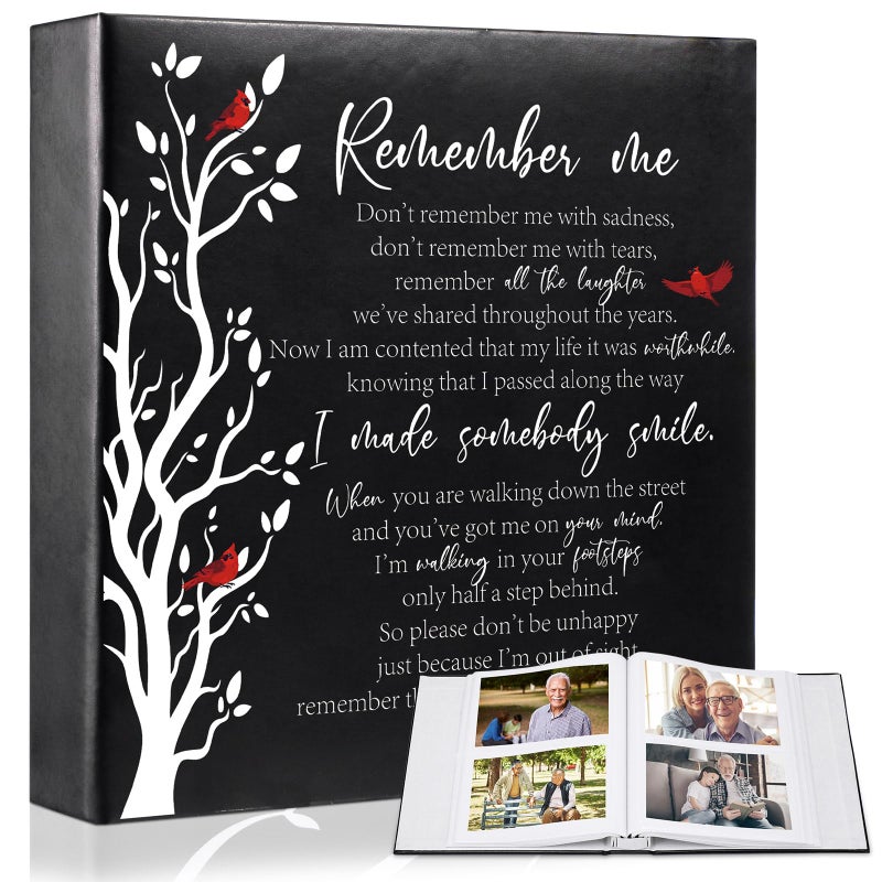 ReliThick Cardinal Funeral Photo Album 4 x 6 Inch 200 Blank Pages Memorial Leather Memory Album Scrapbook for Memorial Service Celebration of Life Decor in Loving Party Supply(Remember Me) - Image 1