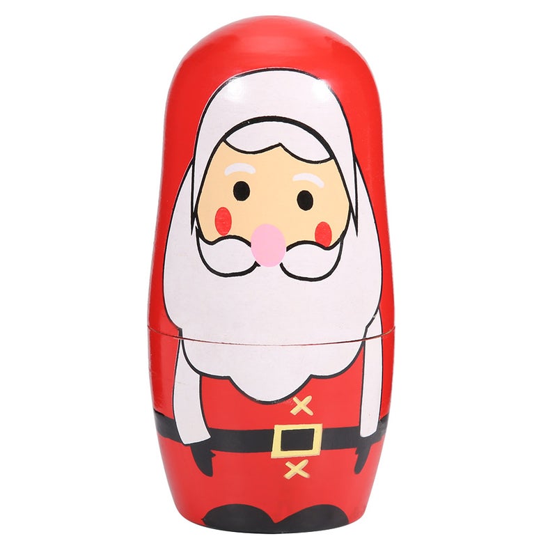 5pcs Christmas Handpainted Cute Wooden Matryoshka Dolls Russian Nesting Dolls Set Home Decoration(Small Santa Claus ) - Image 5