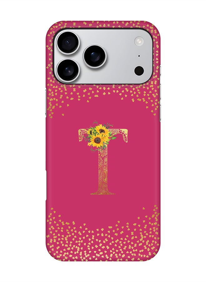 Stylizedd For iPhone 17 Pro Max,Case, [Compatible with MagSafe] Magnetic cover Slim fit Protection Matte, - Custom Floral Monogram - T ( Deep Pink )
