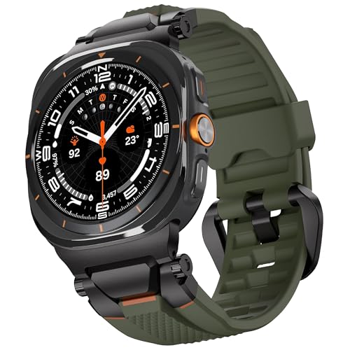 ULTIMAL Watch Band for Samsung Galaxy Watch Ultra 47mm 20252024 Compatible with Samsung Watch Strap Bands for Men Sport Bands for Watch Rugged Premium TPU Metal BlackGreen - Image 1