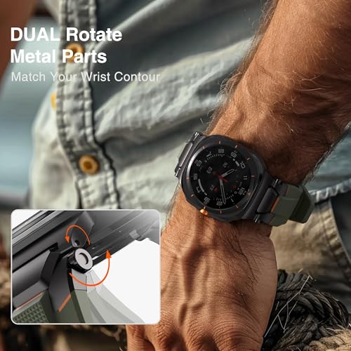 ULTIMAL Watch Band for Samsung Galaxy Watch Ultra 47mm 20252024 Compatible with Samsung Watch Strap Bands for Men Sport Bands for Watch Rugged Premium TPU Metal BlackGreen - Image 3