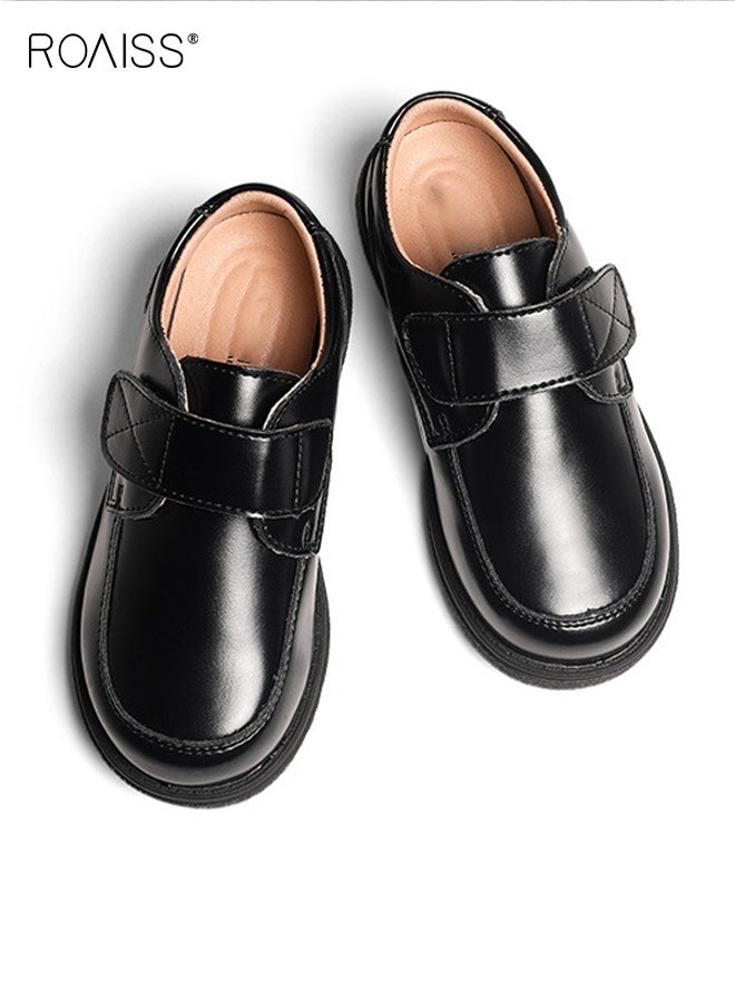 roaiss Boys Stylish Leather Shoes, Retro Dress Shoes, Classic Premium School Uniform Flats, Comfortable Non-Slip Loafer Shoes for Boys, Suitable for Daily and Formal Wear  - Image 1