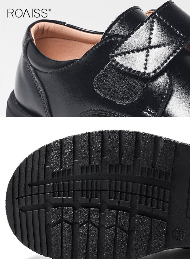 roaiss Boys Stylish Leather Shoes, Retro Dress Shoes, Classic Premium School Uniform Flats, Comfortable Non-Slip Loafer Shoes for Boys, Suitable for Daily and Formal Wear  - Image 3