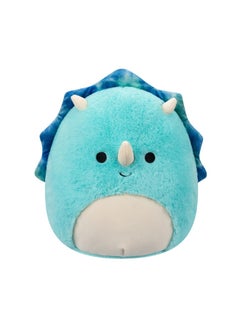 12 inch Malik Blue Triceratops Fuzzamallow , Officially Licensed Kellytoy Plush Toy, Colorful Soft Toy, Gift for Kids, Girls & Boys Washable Squishy Stuff Toy Multicolor All Age