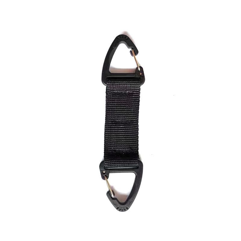 Generic Tactical Nylon Strap Backpack Carabiner Double Point Triangle Multipurpose Black 