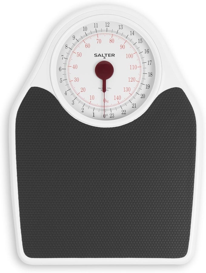 DOCTORS STYLE BATHROOM SCALE MECHANICAL BODYWEIGHT SCALE EASY READ DIAL WEIGH UP TO 150KG 23 ST 7 LB INSTANT READINGS NONSLIP EXTRA LARGE PLATFORM NO BATTERIES NEEDED