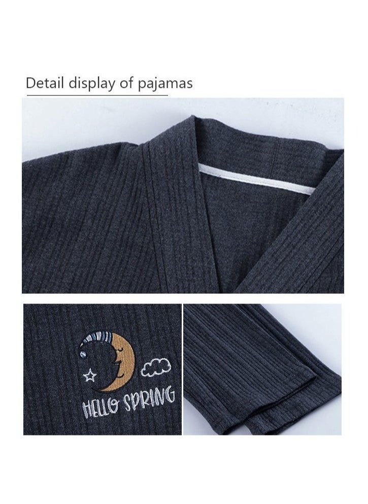 Generic - Couple Pajamas Set Long Sleeves Sleepwear for Men and Women Cute Plus Size Loungewear Spring and Autumn Home Clothes Gift for Boyfriend Girlfriend Husband Wife - Image 1