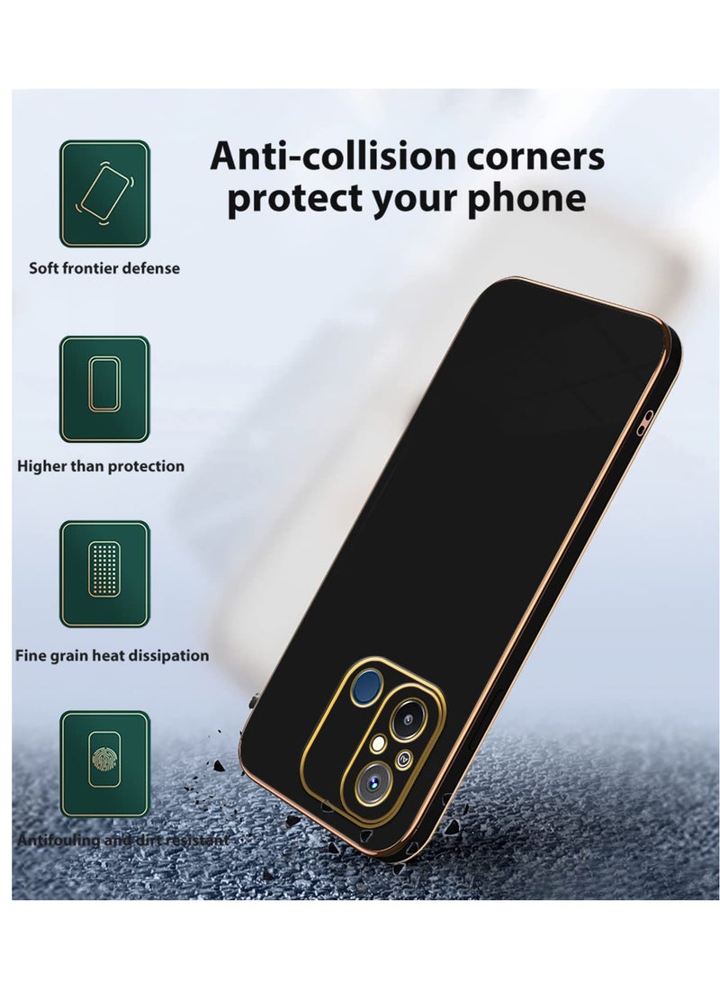 Redmi 12C Black Mobile Phone Case Cover, Luxury Plating Soft Back Cover, Raised Full Camera Protection - Image 3
