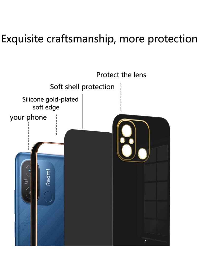 Redmi 12C Black Mobile Phone Case Cover, Luxury Plating Soft Back Cover, Raised Full Camera Protection - Image 4