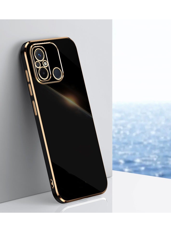 Redmi 12C Black Mobile Phone Case Cover, Luxury Plating Soft Back Cover, Raised Full Camera Protection - Image 1