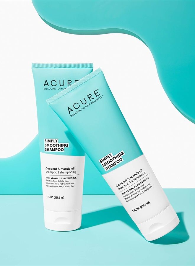 Acure شامبو سموذي ببساطة، ماء، زيت جوز الهند وزيت المارولا، 100% نباتي، عناية بالشعر مدفوعة بالأداء، ينعم ويقلل التجاعيد، أبيض/أزرق، 8 أونصة سائلة - Image 2