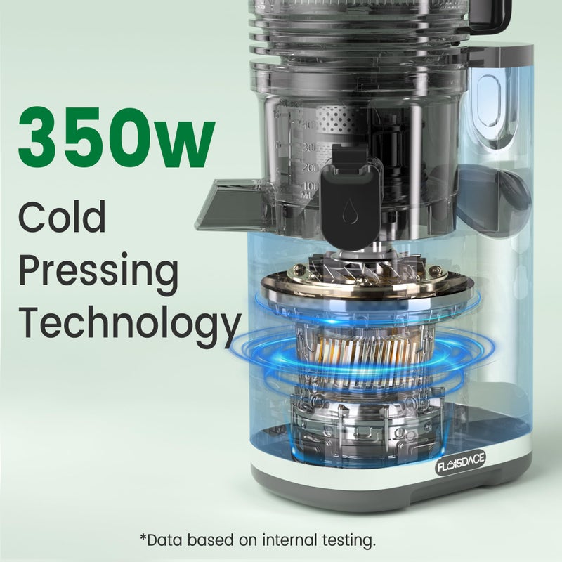 Floisdace J8 Cold Press Juicer, 6.5" Extra Wide Feed Chute Juicer Machines, 350W Slow Juicer Machines with High Juice Yield for Whole Vegetables & Fruits, BPA Free (Titanium Gray) - Image 5