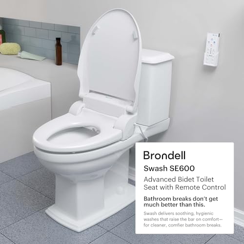 Brondell مقعد مرحاض برونديل سواش SE600، يناسب المراحيض الطويلة، أبيض - فوهة من الفولاذ المقاوم للصدأ متأرجحة، مجفف هواء دافئ، ضوء ليلي محيطي - Image 2