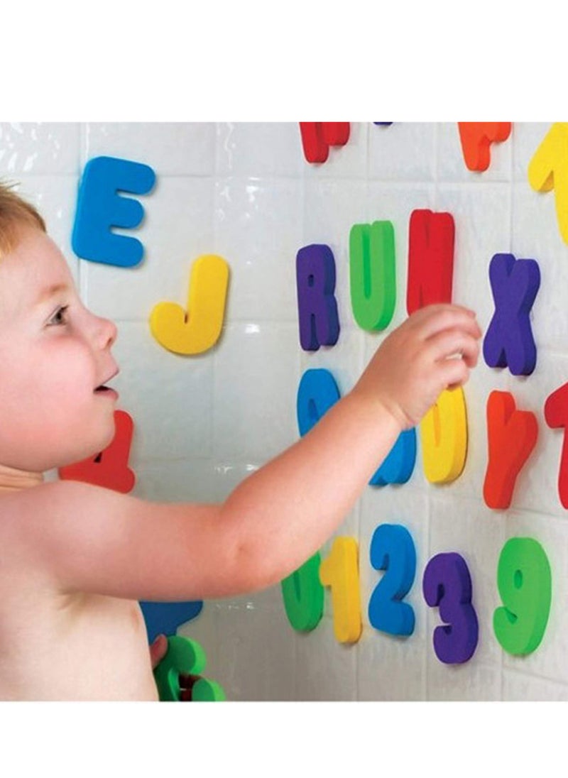 Excefore - Bath Toys Organizer + 36 Soft Foam ABC 123 Letters & Numbers Bathroom Alphabet Baby Toys for Early Learning Foam Letters and Quick Dry Storage Net Bag - Image 1