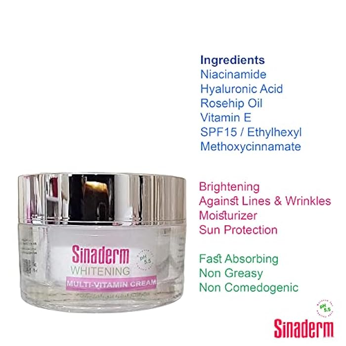 Sinaderm Whitening Multi-vitamin Cream with Vitamin E Oil, 50 ml - Image 3