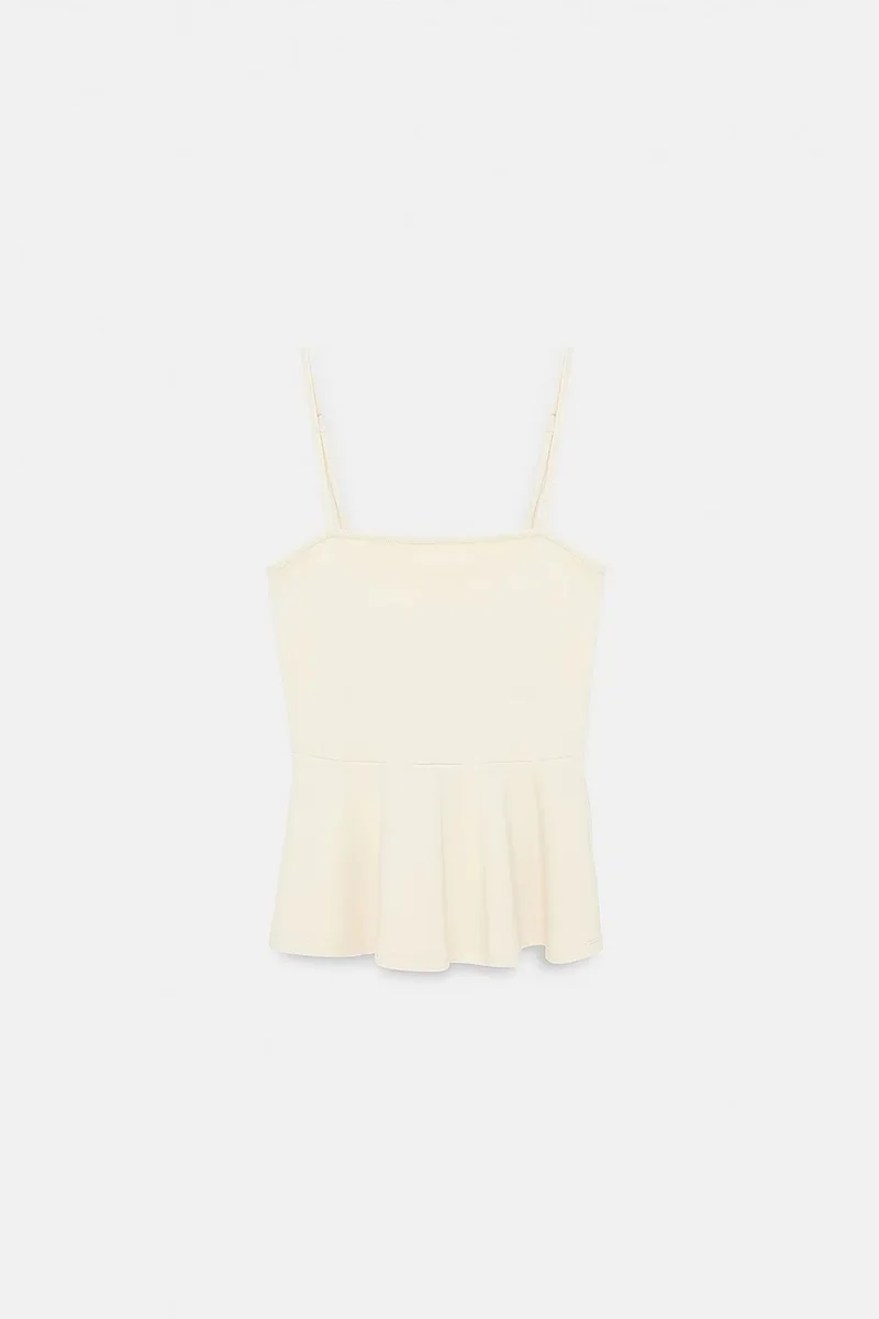 DILVIN Fitted Square-neck Frilly Cami Top