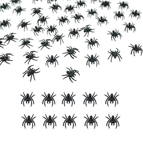 SaktopDeco 50 PCS Mini Plastic Spiders Small Fake Spiders Scary Realistic Spiders for Halloween Prank Props Decorations - Image 1