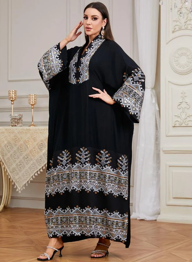 Take Two Women Sequin Patch Detail Long Sleeve Jalabiya