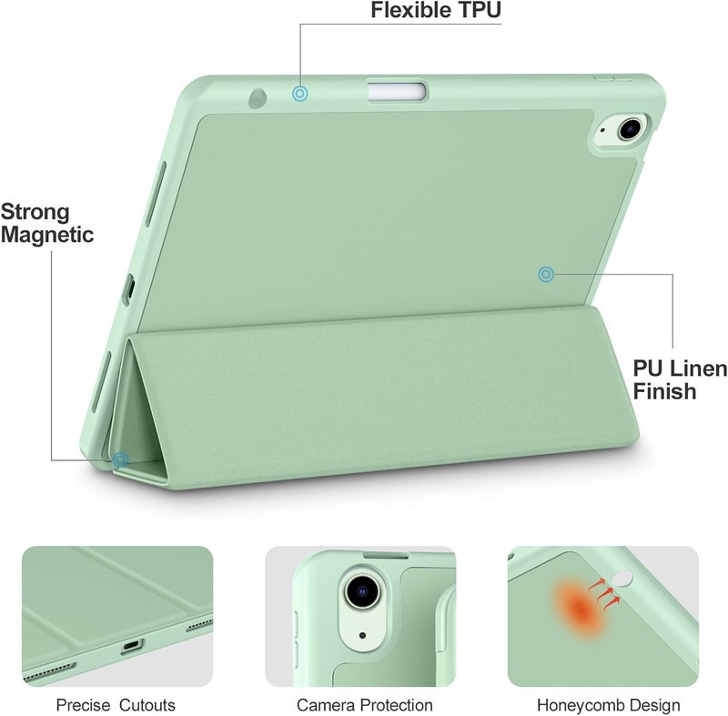 Akkerds Compatible with iPad Air 11 Inch Case 7th/6th Generation (M3/M2) 2025/2024, for iPad Air 5th/4th Generation Case 10.9 Inch 2022/2020 with Pencil Holder[Auto Sleep/Wake], Green - Image 3