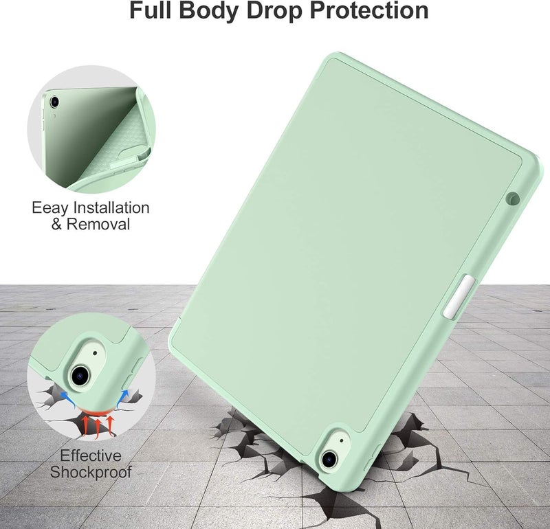 Akkerds Compatible with iPad Air 11 Inch Case 7th/6th Generation (M3/M2) 2025/2024, for iPad Air 5th/4th Generation Case 10.9 Inch 2022/2020 with Pencil Holder[Auto Sleep/Wake], Green - Image 4
