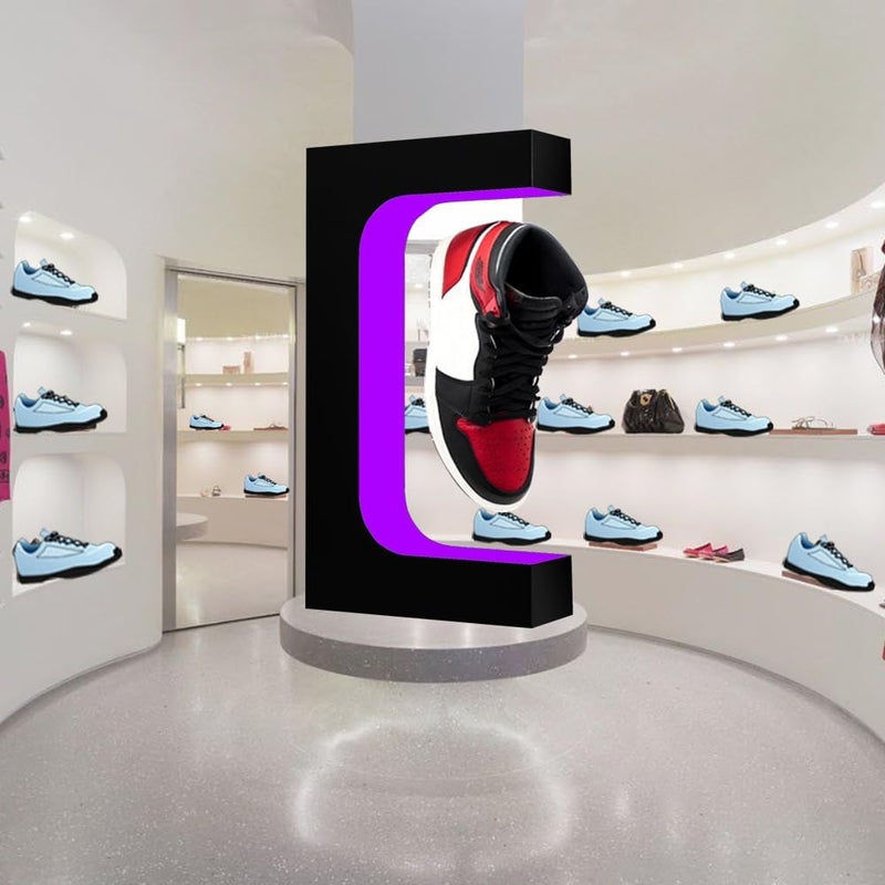 Floatidea Levitating Shoe Display Magnetic Floating Sneaker Stand LCD Interactive Screen Adjustable Wide Range Accurate Weight Optional Rotation Speed Colorful LED Lights Acrylic Rack Exhibition Christmas Gift - Image 3