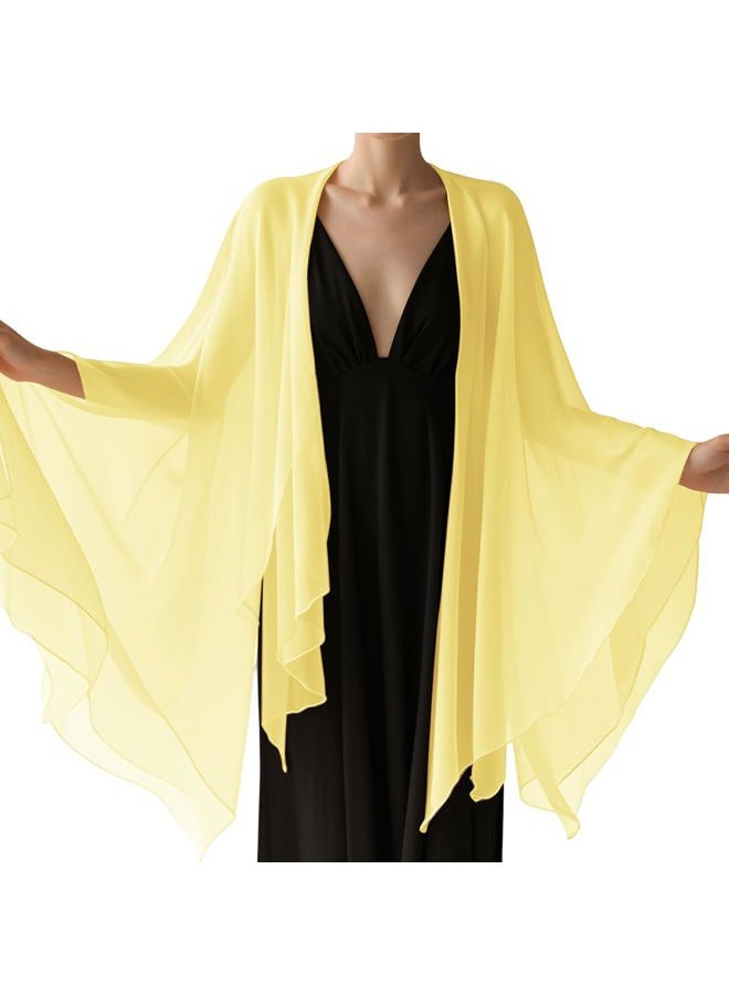Eychei Chiffon Scarf,Soft Breathable Chiffon Shawls and Wraps,Silky Women's Hijab for Evening Dresses Wedding Bridal Scarves, Light Yellow, 67 x 28 inches - Image 2