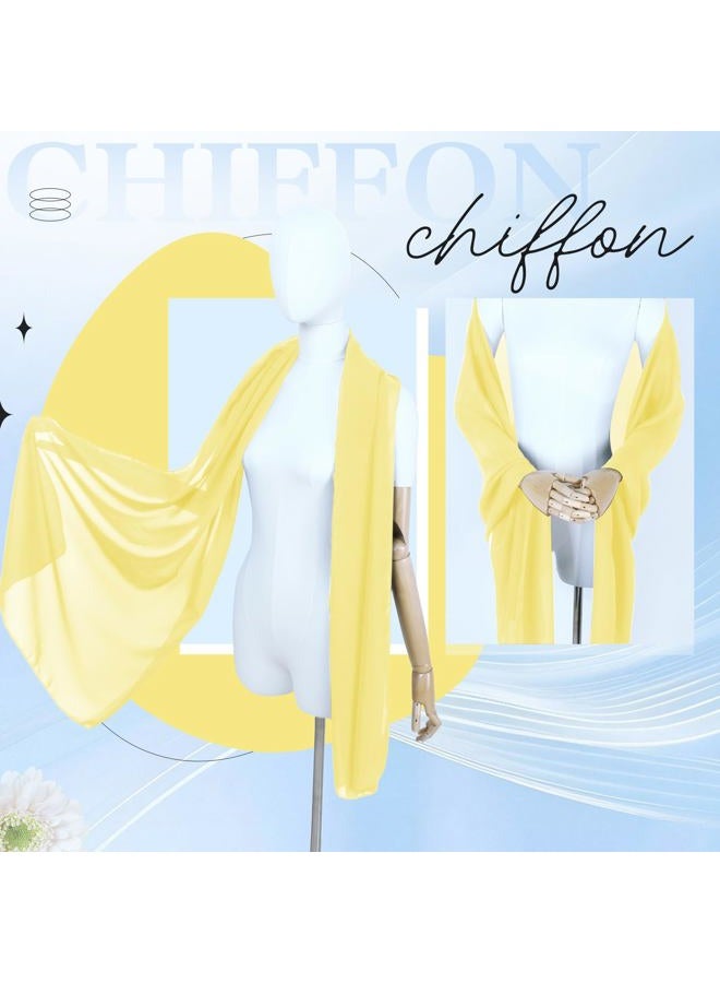 Eychei Chiffon Scarf,Soft Breathable Chiffon Shawls and Wraps,Silky Women's Hijab for Evening Dresses Wedding Bridal Scarves, Light Yellow, 67 x 28 inches - Image 5