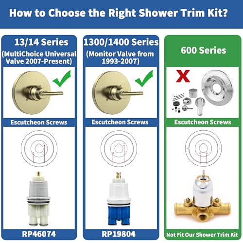 KANDENT Replacement for D Faucet 14 Series SingleFunction Champagne Bronze Shower Valve Trim Kit Shower Handle Champagne Bronze Shower Trim Kit T14059CZ Cartridge and Valve Not Included - Image 3