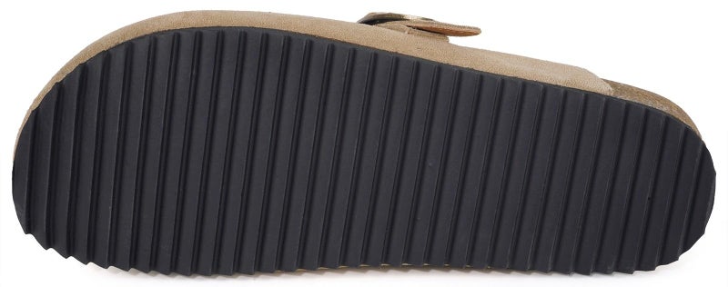 Intini Unisex Suede Leather Clogs Mules Mens Womens Genuine Cork Footbed House Slipers with Arch Support and Adjustable Buckle Apricot - Image 4