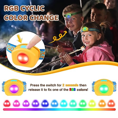 EverBrite LED Headlamp Rechargeable Kids Headlamp with RGB Mode and Adjustable Headband, 3 Modes Multicolor Headlamp for Kids, Bright Kids Head Lamp for Camping, Reading, Exploring, Hiking, Birthday - Image 3