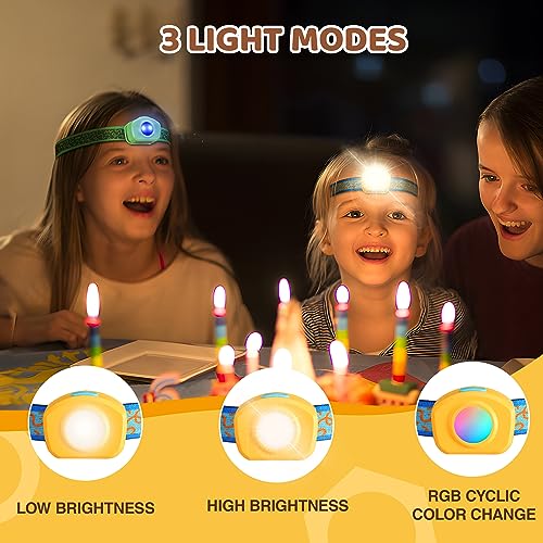 EverBrite LED Headlamp Rechargeable Kids Headlamp with RGB Mode and Adjustable Headband, 3 Modes Multicolor Headlamp for Kids, Bright Kids Head Lamp for Camping, Reading, Exploring, Hiking, Birthday - Image 2