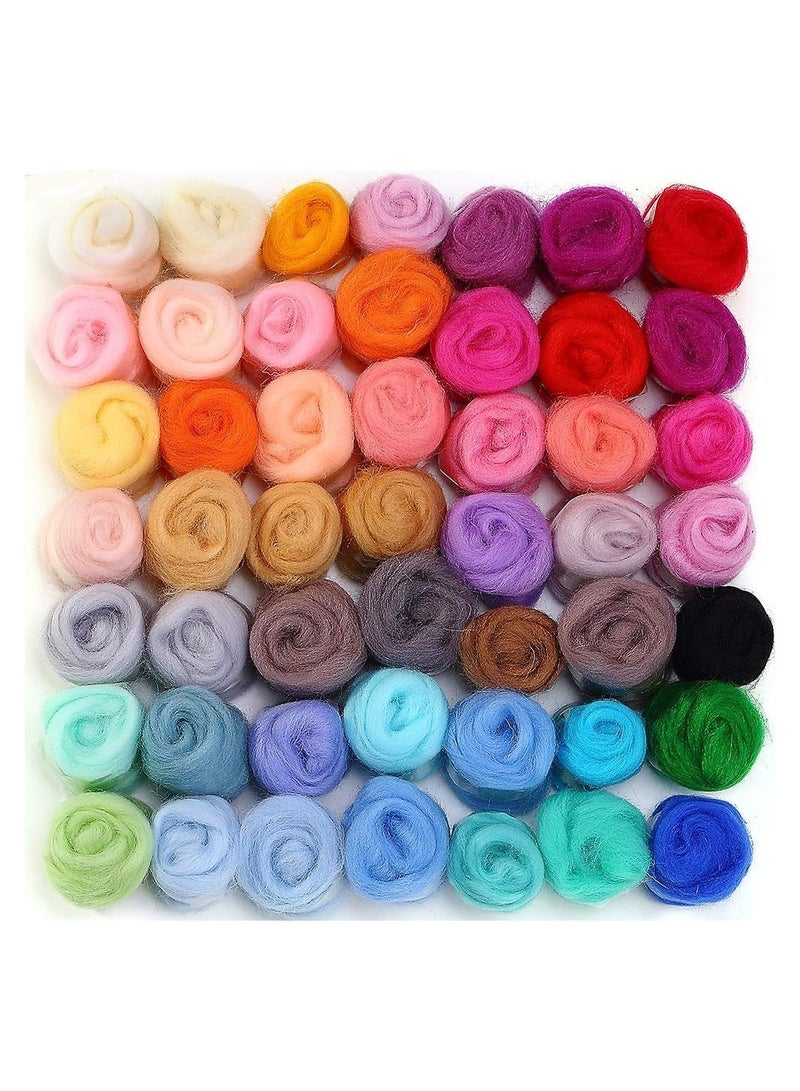 KASTWAVE Fibre Wool Yarn Roving, 50 Colors for Needle Felting Hand Spinning DIY Craft Materials - Image 1