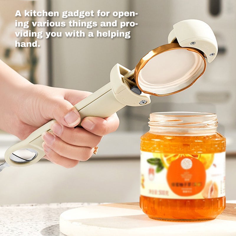 Bottle Opener: Gray White, Retractable Design Fits 25-95mm Caps - Ergonomic Handle For Wrist Relief, Durable Nylon & Stainless Steel Camping Tool For Picnics, Seniors, Arthritic Sufferers - Image 3