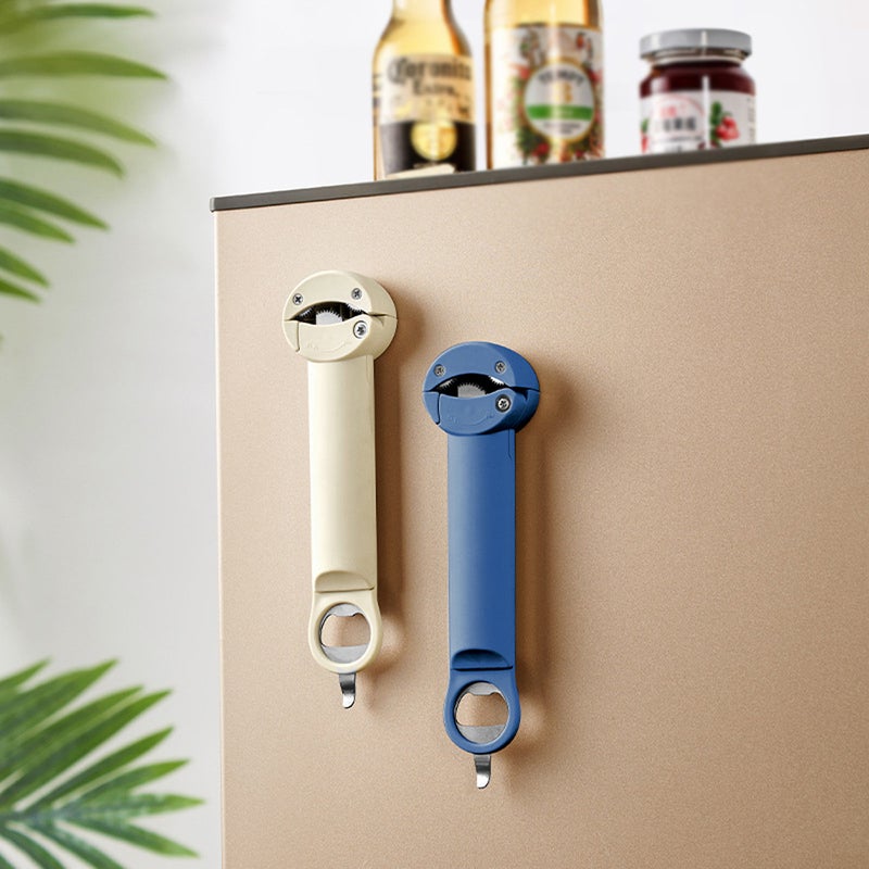 Bottle Opener: Gray White, Retractable Design Fits 25-95mm Caps - Ergonomic Handle For Wrist Relief, Durable Nylon & Stainless Steel Camping Tool For Picnics, Seniors, Arthritic Sufferers - Image 2