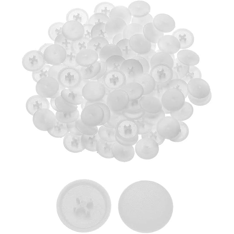 مجموعة متنوعة من اغطية البراغي البيضاء مكونة من 100 قطعة، اغطية بلاستيكية ذاتية التنصت، اغطية فتحات لرؤوس براغي فيليبس والخزانة والزينة والبراغي ذاتية التثبيت (11 ملم) - Image 1