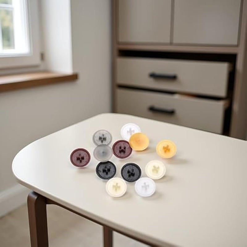 مجموعة متنوعة من اغطية البراغي البيضاء مكونة من 100 قطعة، اغطية بلاستيكية ذاتية التنصت، اغطية فتحات لرؤوس براغي فيليبس والخزانة والزينة والبراغي ذاتية التثبيت (11 ملم) - Image 2