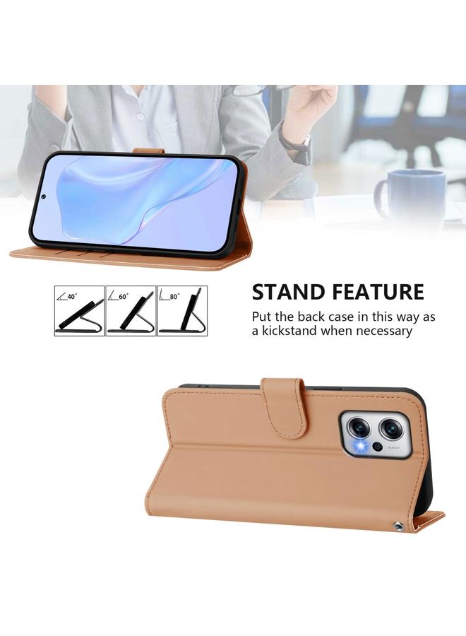 اس-توب جراب لهاتف Redmi Note 11T Pro+ 5G مصنوع من الجلد بلون سادة مع حبل - Image 3