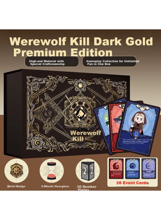 Werewolf Full Card Set Dark Gold Premium Edition Nightfall Please Close Your Eyes Murder Party Board Game Casual Gathering Cards - Image 1