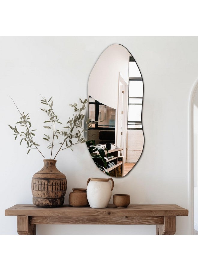 Delma Delma Irregular Wall Mirror for Wall, Entryway, Bedroom, Asymmetrical Mirror with Hooks, Cloud Mirror, Aesthetic Mirror,Frameless Mirror  - Image 1